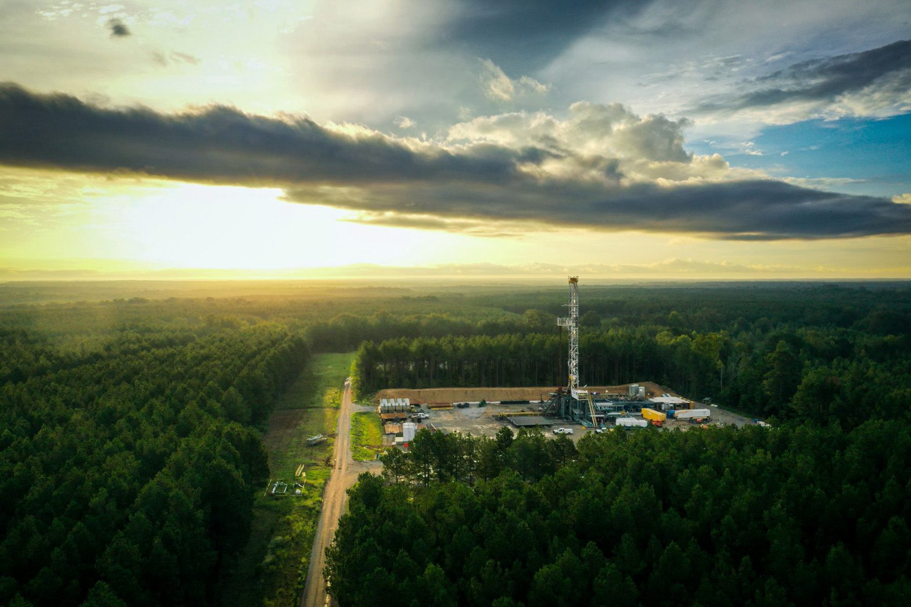 East Texas Drilling Rig Scenery Aerial